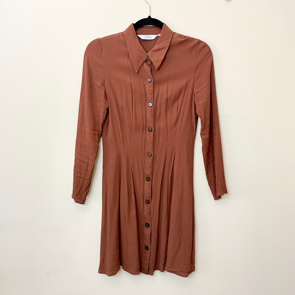 & OTHER STORIES Rust Red Long Sleeve Shirt Dress